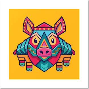 Geometric Pig Posters and Art